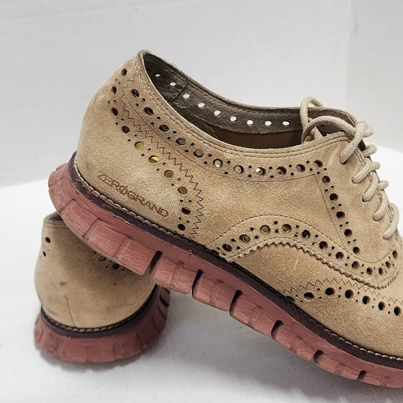 Cole Haan Zerogrand Mushroom Suede Wingtip Shoes Oxford Soft QUALITY mens 9.5 - Picture 3 of 16